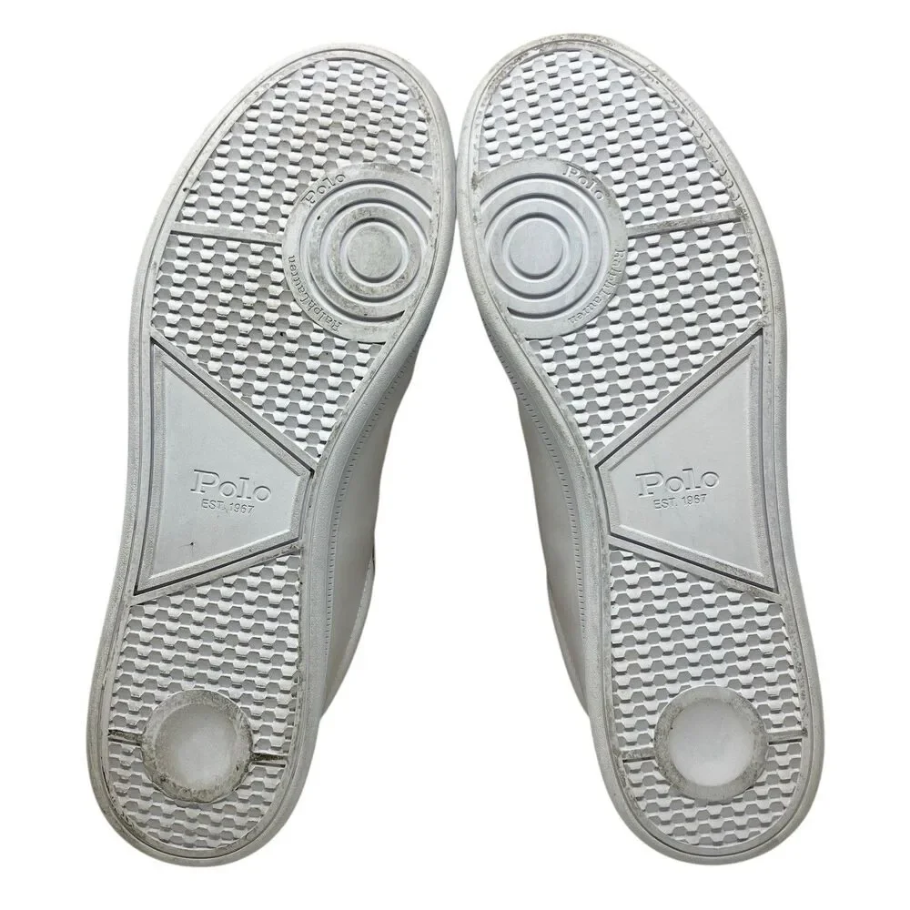 Ralph Lauren‎ Sneakers Mens 13 D White Nappa Leather Heritage Court Black Pony
